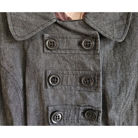 SANDRO Women Petite M PM Blazer Jacket Double Breasted Buttons Charcoal Denim 38 - Picture 4 of 7